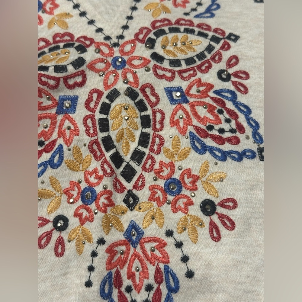 Alfred Dunner Cream Tunic with Colorful Embroidery - Picture 7 of 9